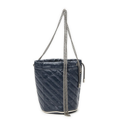 Gucci GG Marmont Torchon Bucket Bag Navy Matelasse Calfskin — view 5