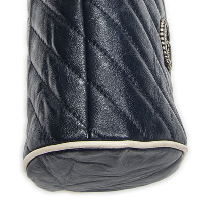 Gucci GG Marmont Torchon Bucket Bag Navy Matelasse Calfskin — view 7