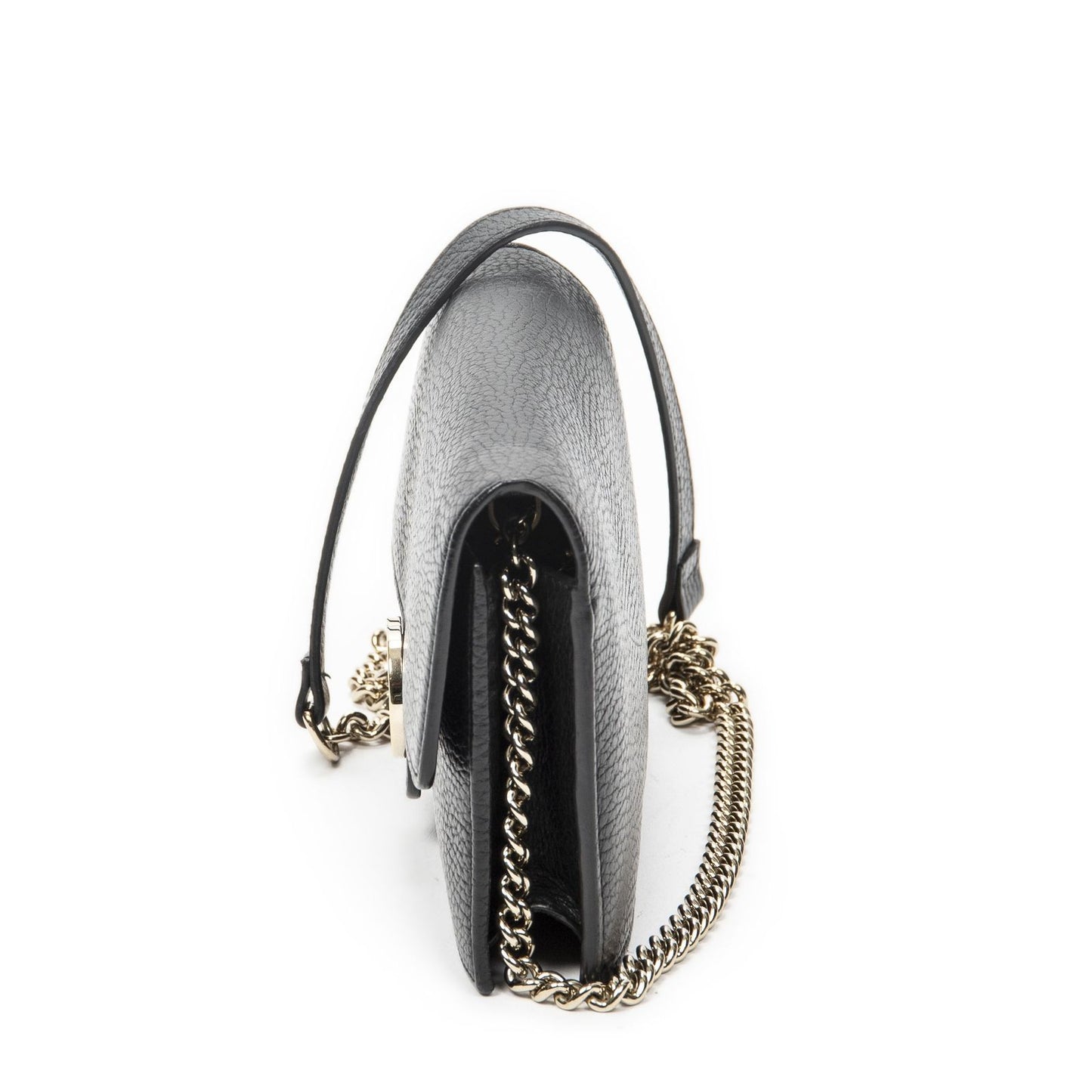 Gucci Interlocking Chain Walletblack Calfskin Leather Shoulder — view 3