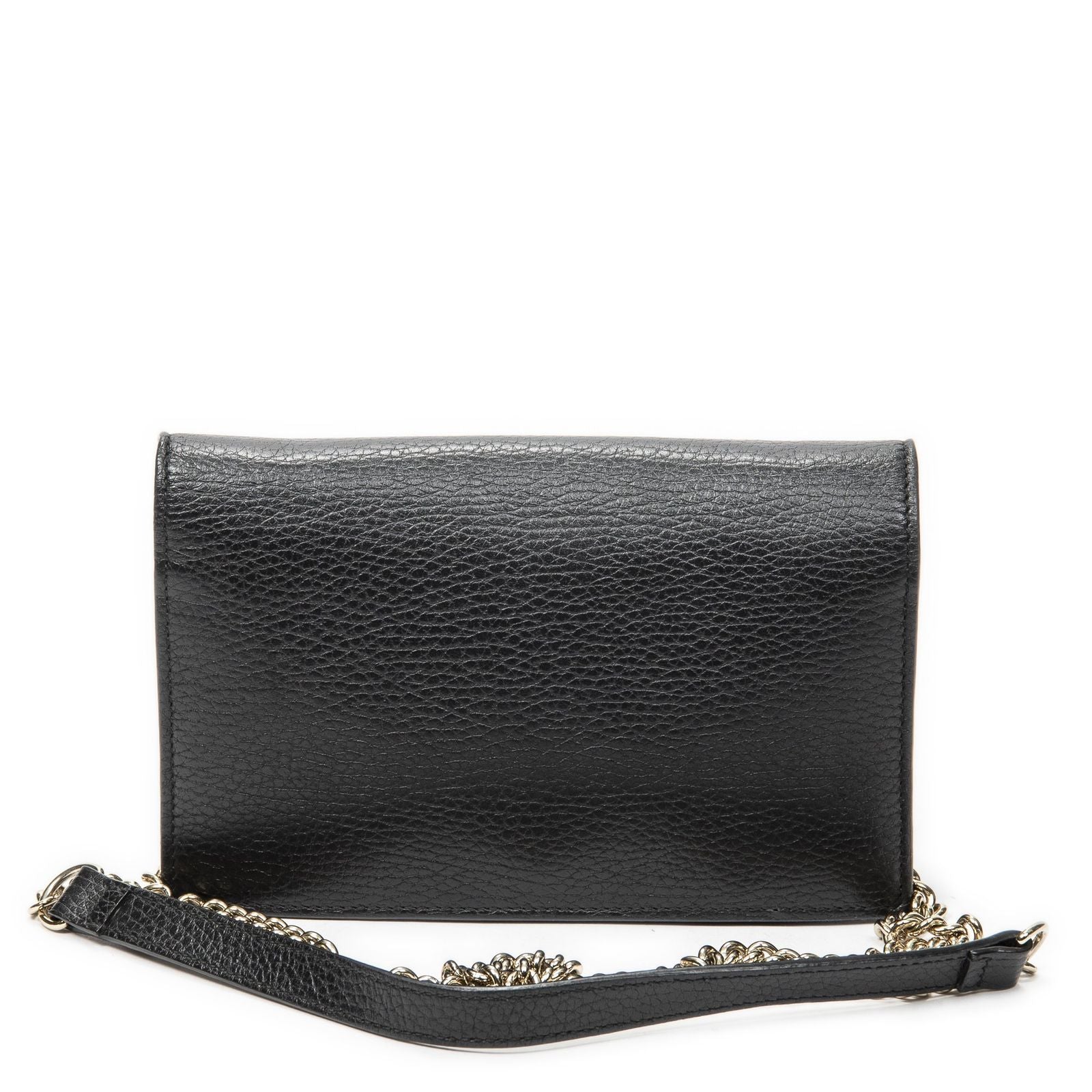 Gucci Interlocking Chain Walletblack Calfskin Leather Shoulder — view 5