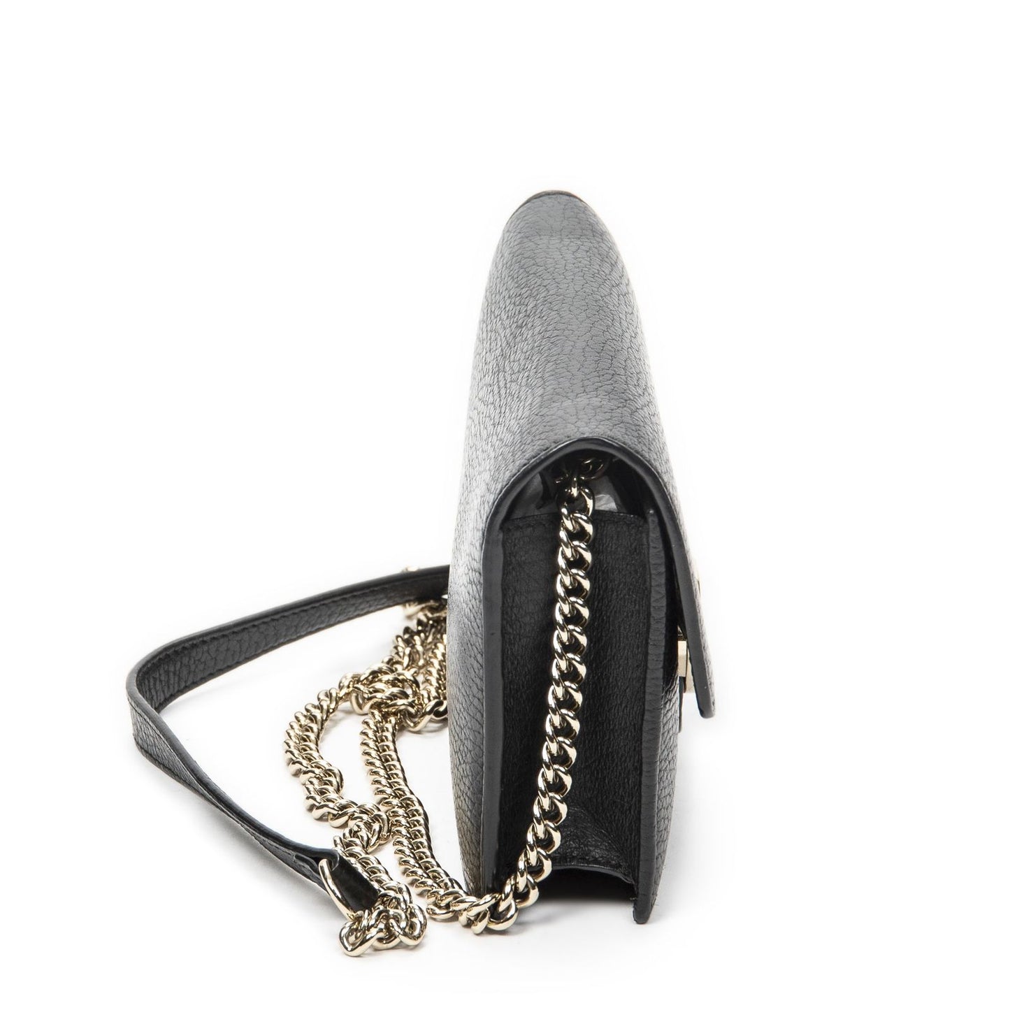 Gucci Interlocking Chain Walletblack Calfskin Leather Shoulder — view 4