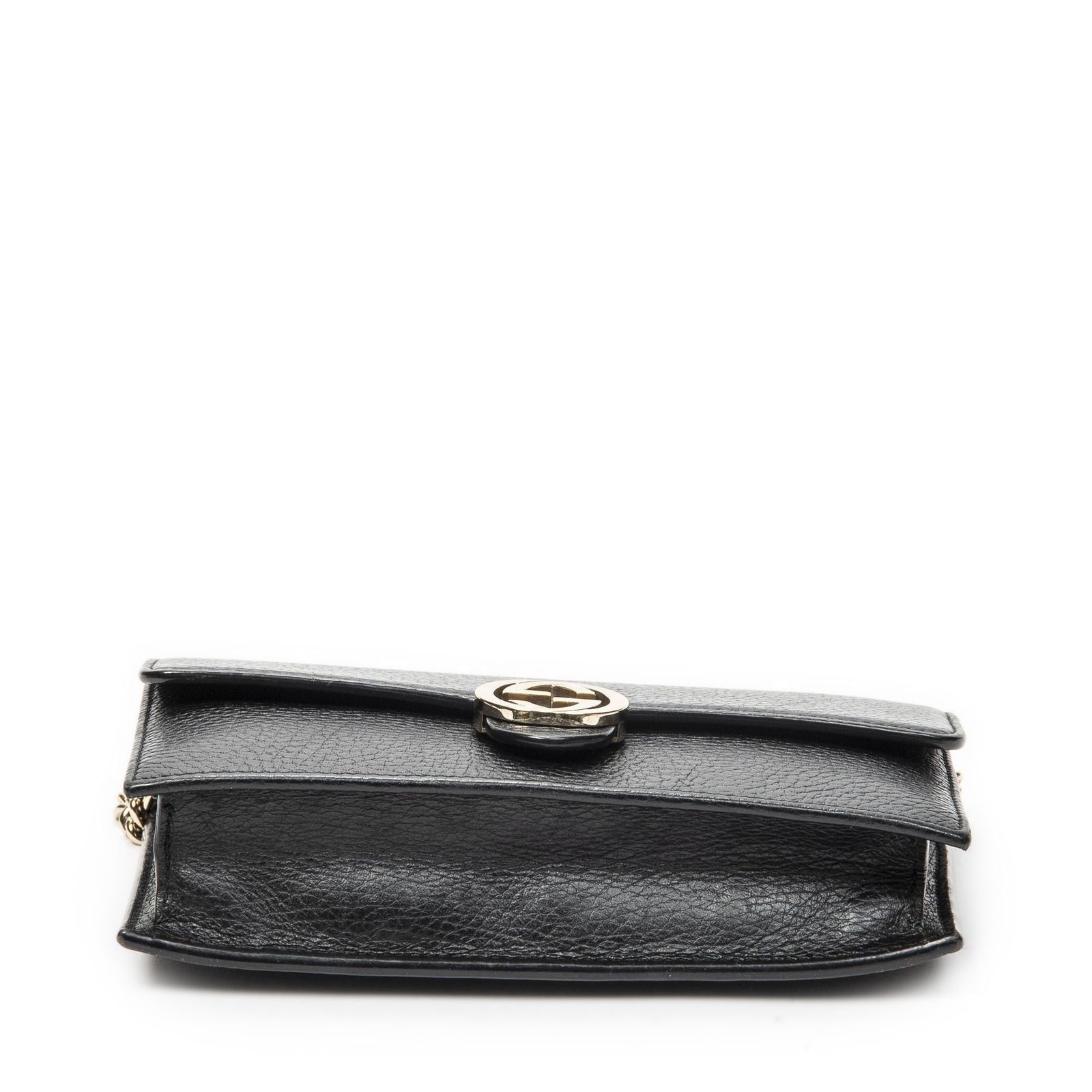 Gucci Interlocking Chain Walletblack Calfskin Leather Shoulder — view 6