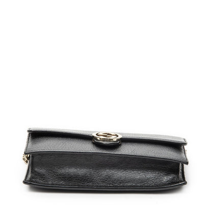 Gucci Interlocking Chain Walletblack Calfskin Leather Shoulder — view 6