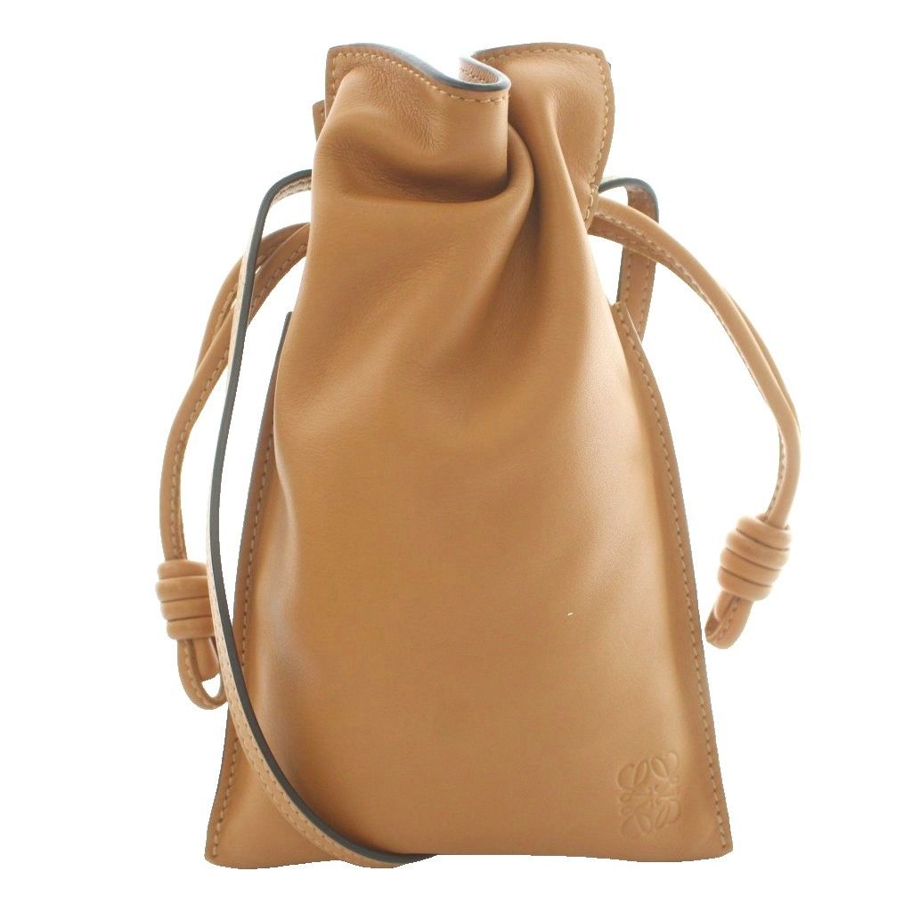 Loewe Anagram Flamenco Pocket Shoulder Bag Drawstring Leather One Color Brown SS