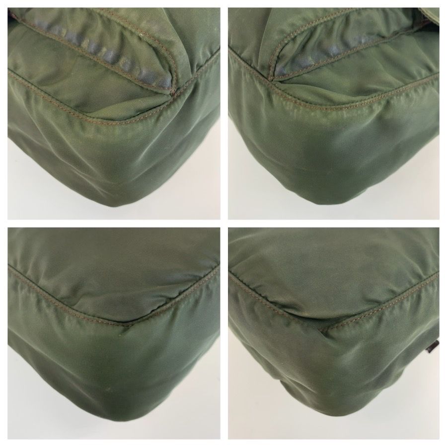 Prada Tessuto Trianglelogo Plate Khaki Silver Nylon Shoulder Bag Pochette — view 4