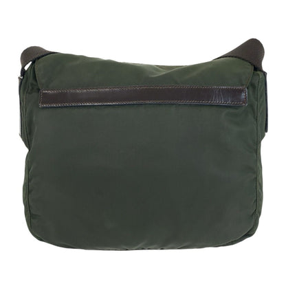 Prada Tessuto Trianglelogo Plate Khaki Silver Nylon Shoulder Bag Pochette — view 2
