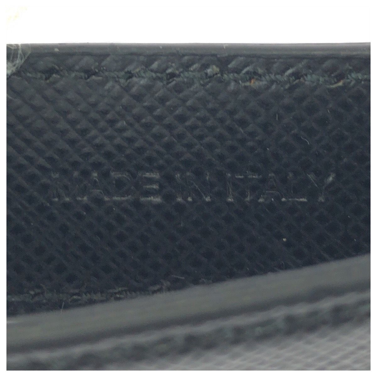 Prada Saffiano Black Silver Leather Keyring Key Holder — view 4