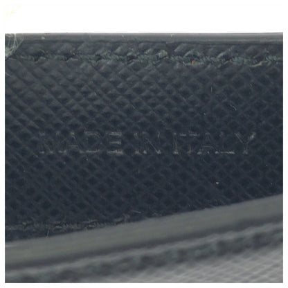 Prada Saffiano Black Silver Leather Keyring Key Holder — view 4