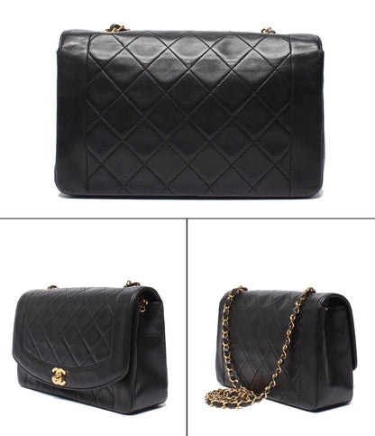 Chanel Chain Shoulder Bag Gold Quilted Lambskin Diana Flap 25 — view 2