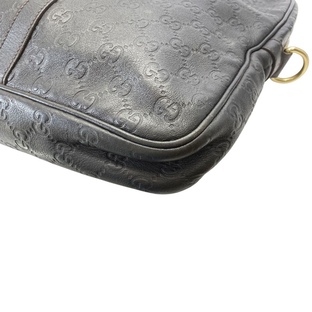 Gucci Business Briefcase Guccissima Leather Dark Brown Lightweight Capacity — view 4