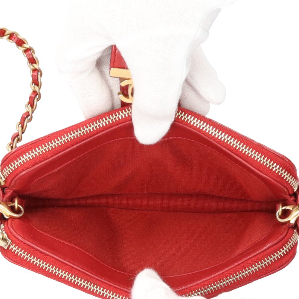 Chanel Shoulder Bag Leather Red Second — view 7
