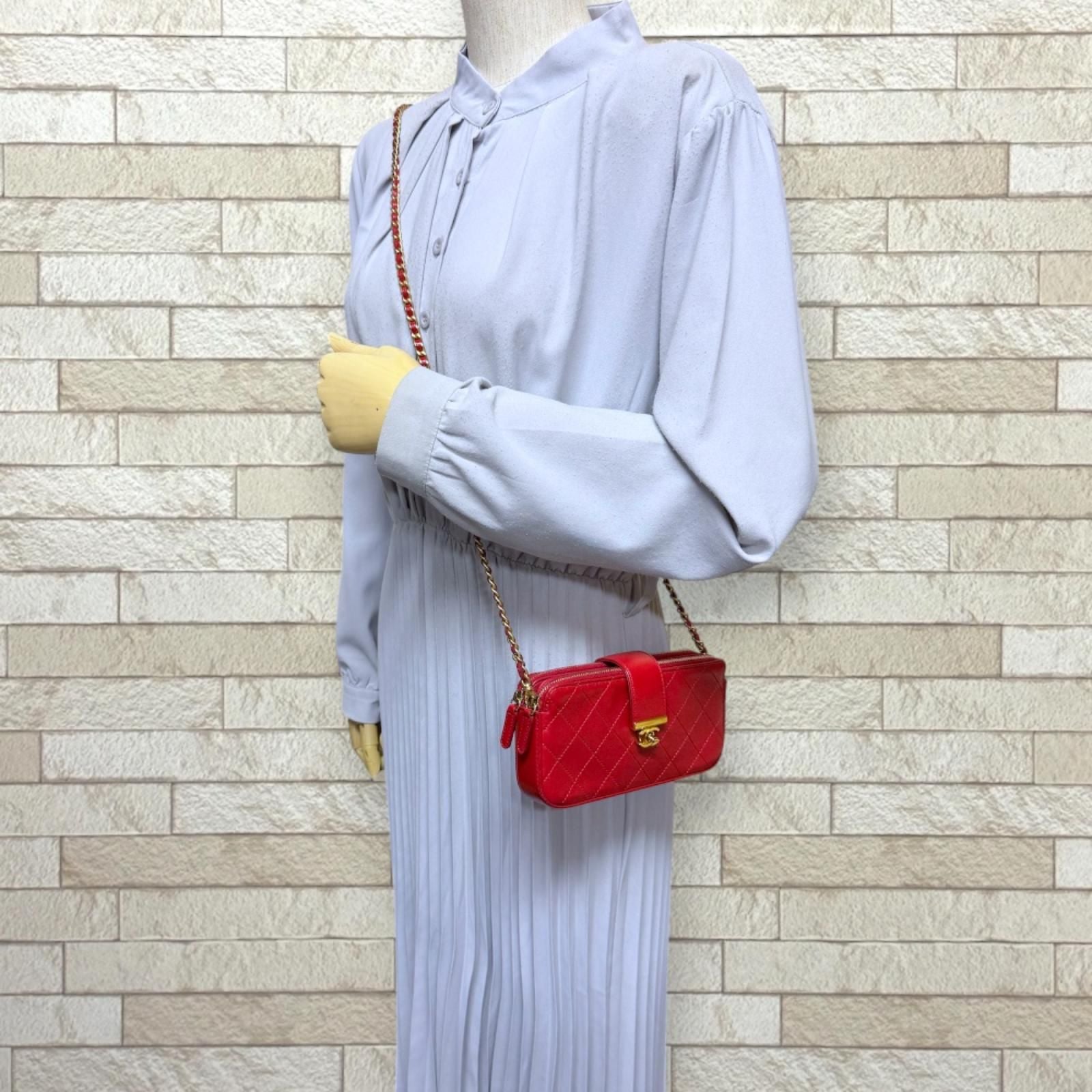 Chanel Shoulder Bag Leather Red Second — view 2