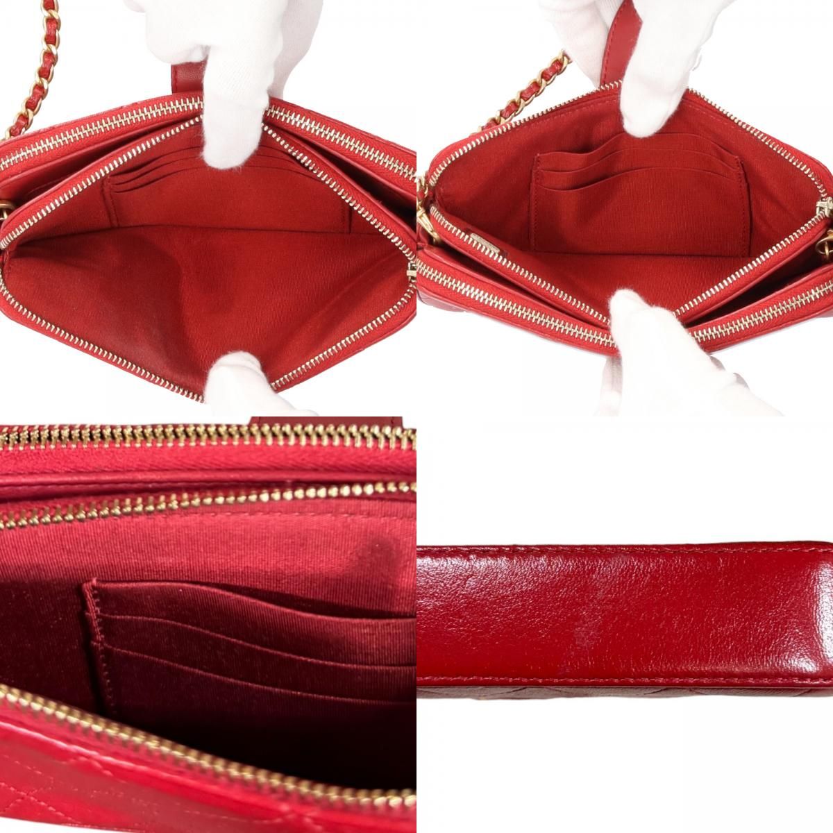 Chanel Shoulder Bag Leather Red Second — view 8