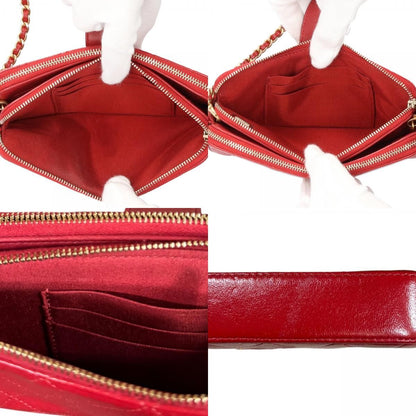 Chanel Shoulder Bag Leather Red Second — view 8
