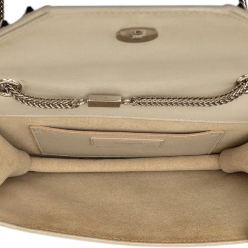 Saint Laurent Betty Studs Chain Shoulder Bag Gray Beige Leather — view 4