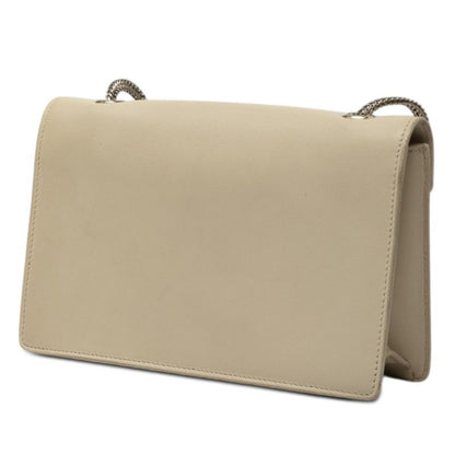 Saint Laurent Betty Studs Chain Shoulder Bag Gray Beige Leather — view 2