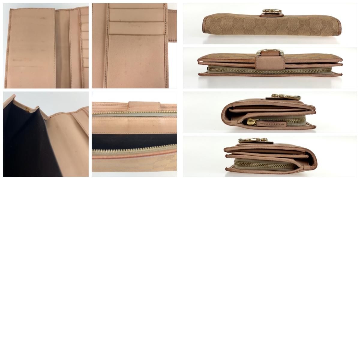 Gucci Abbey Pink Beige Gold GG Canvas Leather Wallet — view 9