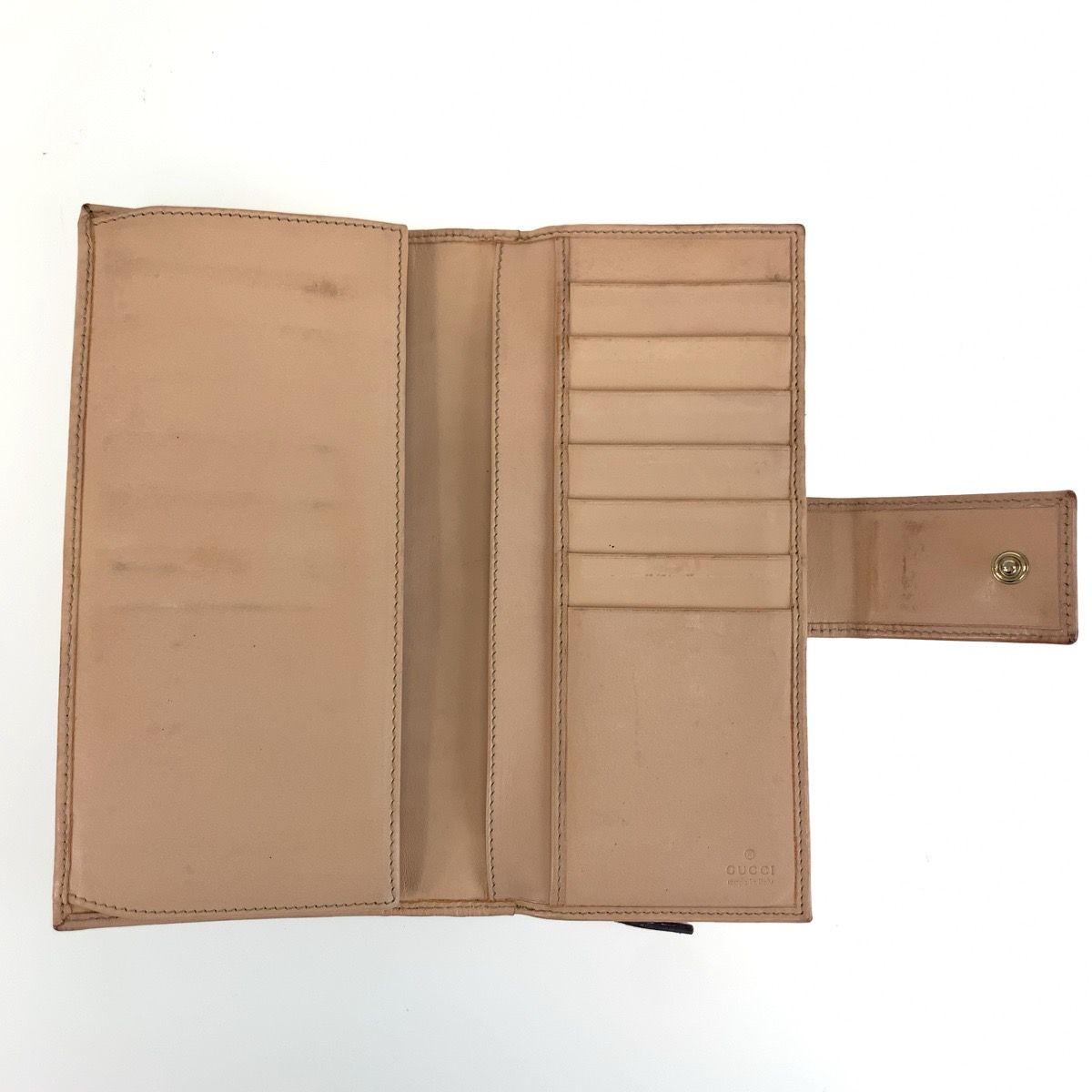 Gucci Abbey Pink Beige Gold GG Canvas Leather Wallet — view 4