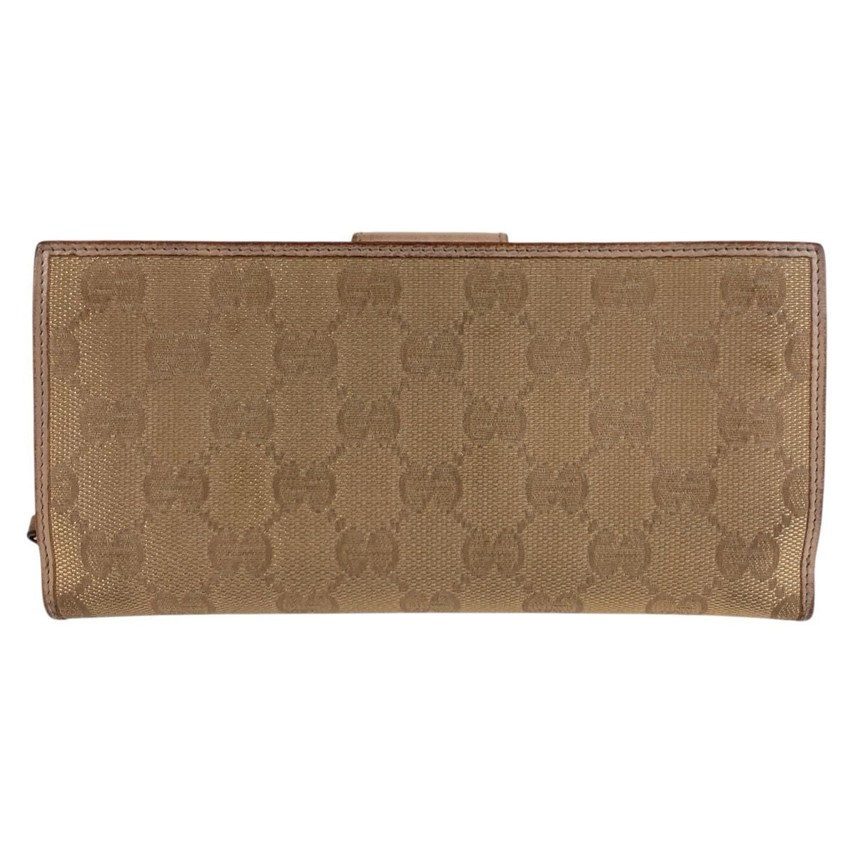 Gucci Abbey Pink Beige Gold GG Canvas Leather Wallet — view 2