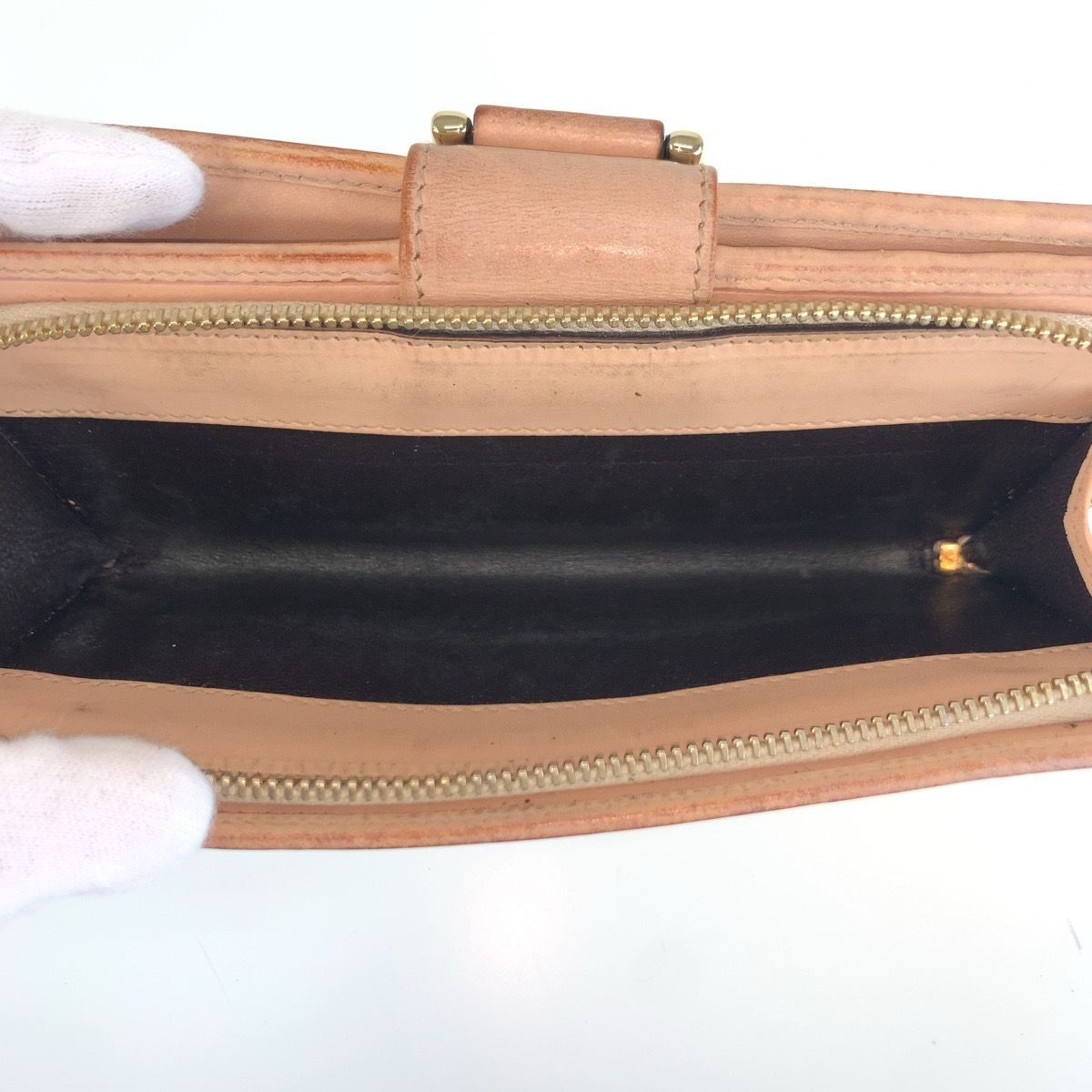 Gucci Abbey Pink Beige Gold GG Canvas Leather Wallet — view 6