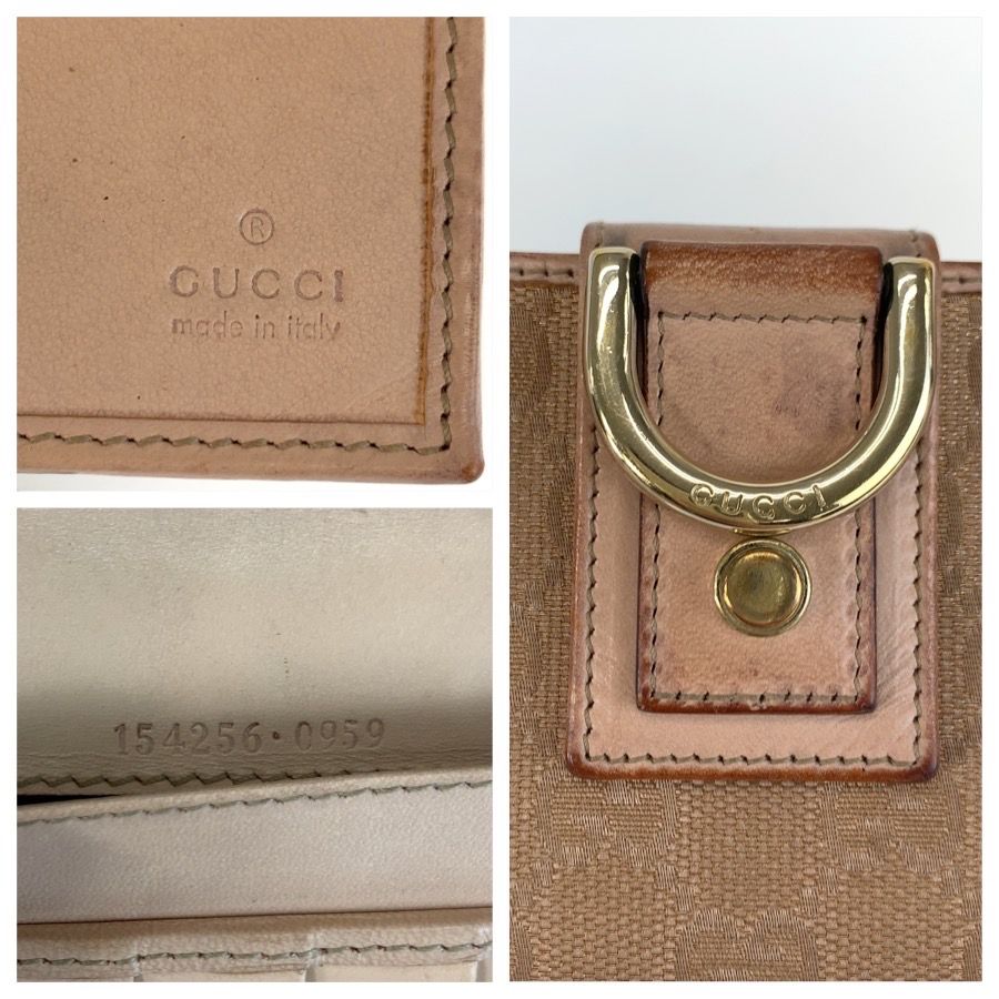 Gucci Abbey Pink Beige Gold GG Canvas Leather Wallet — view 3