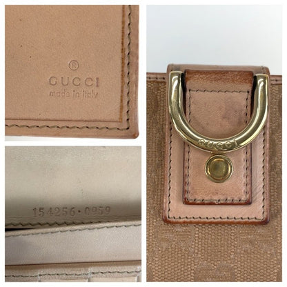 Gucci Abbey Pink Beige Gold GG Canvas Leather Wallet — view 3