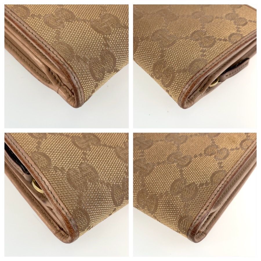 Gucci Abbey Pink Beige Gold GG Canvas Leather Wallet — view 7