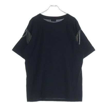 Celine Logo Print Rhinestone Short Sleeve Crew Neck T-Shirt Black — view 2
