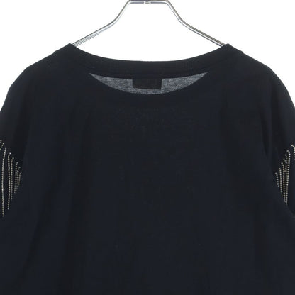 Celine Logo Print Rhinestone Short Sleeve Crew Neck T-Shirt Black — view 4