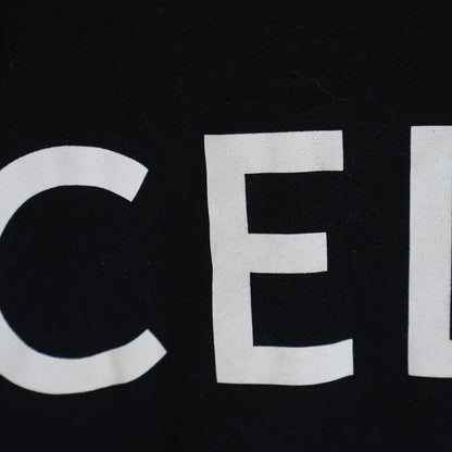 Celine Logo Print Rhinestone Short Sleeve Crew Neck T-Shirt Black — view 6