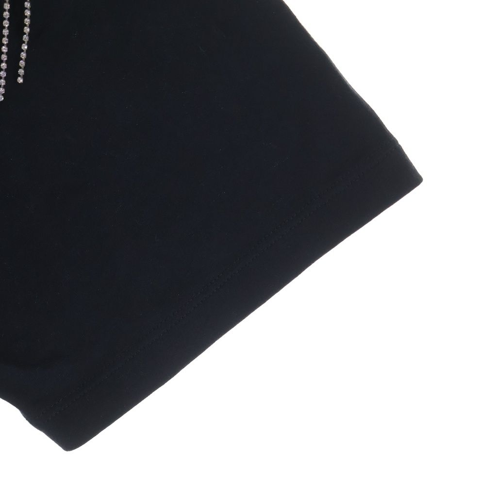 Celine Logo Print Rhinestone Short Sleeve Crew Neck T-Shirt Black — view 5