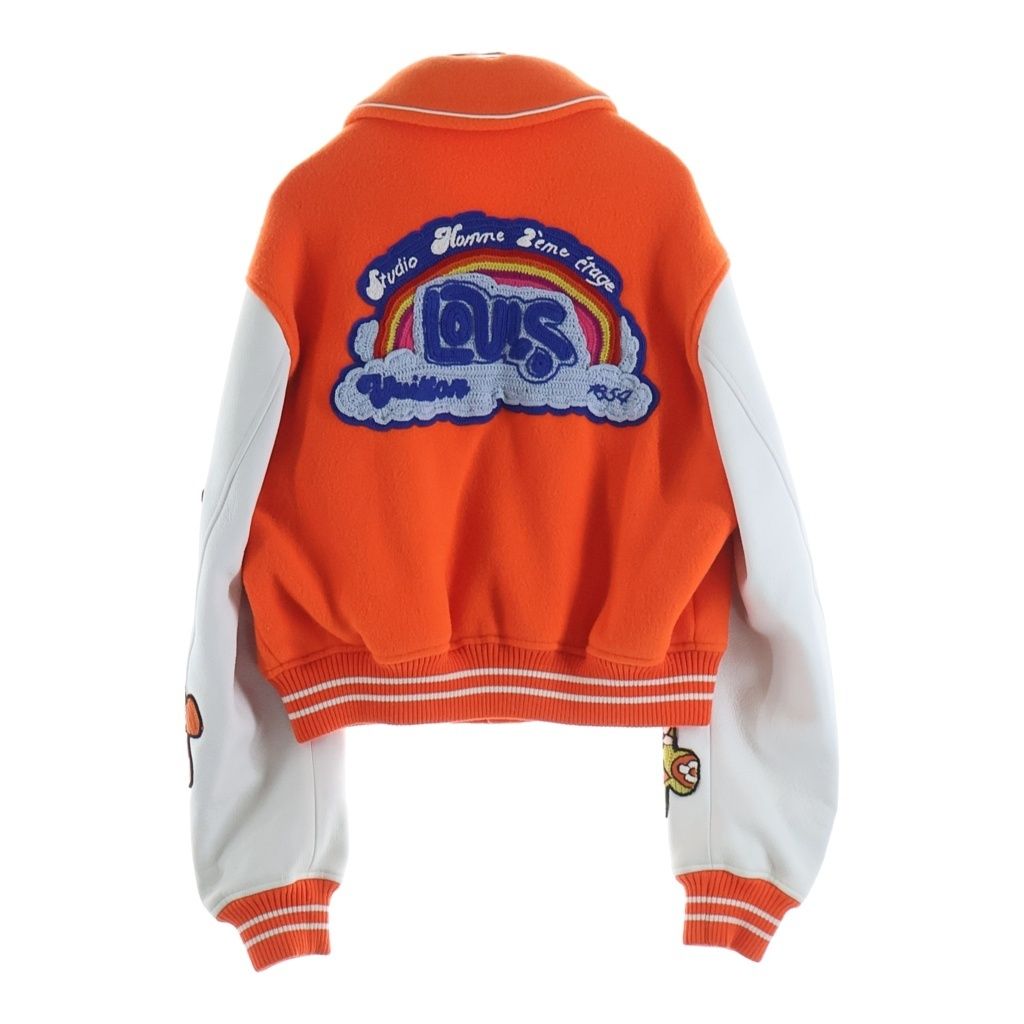 Louis Vuitton Mini Varsity Jacket Cropped Stadium Jumper White Orange Mjy — view 2