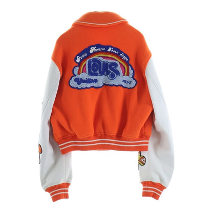 Louis Vuitton Mini Varsity Jacket Cropped Stadium Jumper White Orange Mjy — view 2