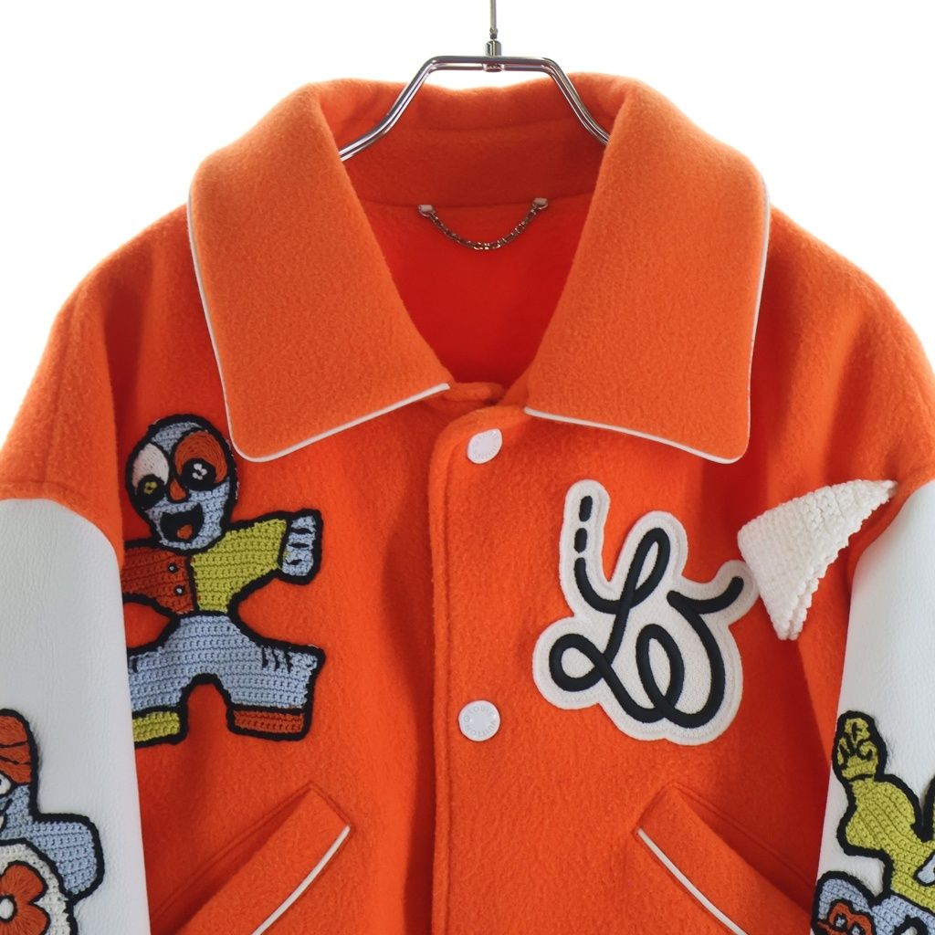 Louis Vuitton Mini Varsity Jacket Cropped Stadium Jumper White Orange Mjy — view 3