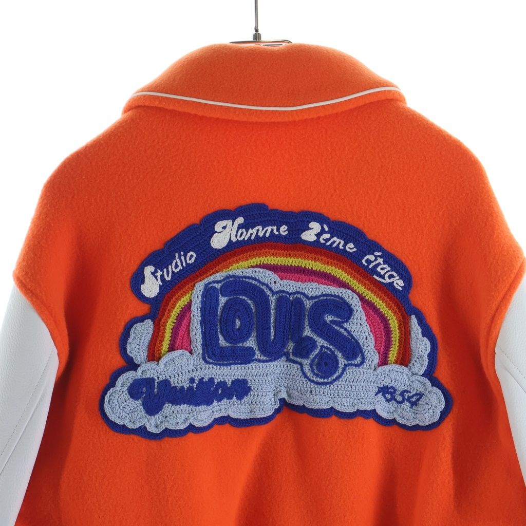 Louis Vuitton Mini Varsity Jacket Cropped Stadium Jumper White Orange Mjy — view 4