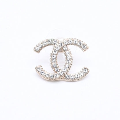 Chanel Single Earrings CC Logo Rhinestone Pierced Gold