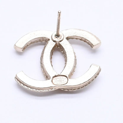 Chanel Single Earrings CC Logo Rhinestone Pierced Gold — view 6