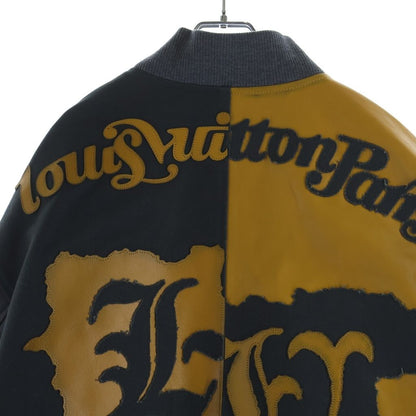 Louis Vuitton Mix Canvas Leather Bomber Jacket Zip Up Black Yellow — view 4
