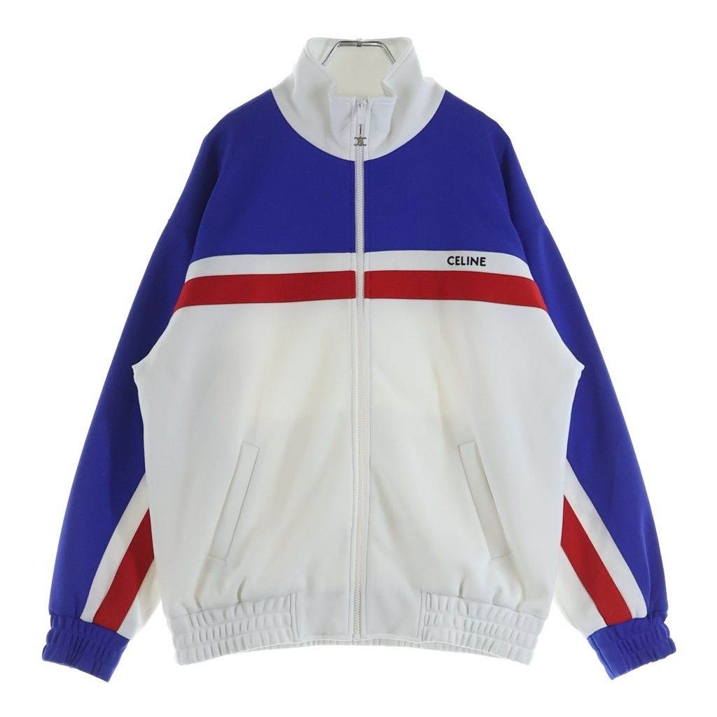 Celine Tracksuit Jacket Logo Embroidery Triomphe Zip Up White Blue