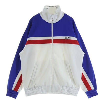 Celine Tracksuit Jacket Logo Embroidery Triomphe Zip Up White Blue