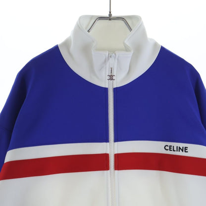 Celine Tracksuit Jacket Logo Embroidery Triomphe Zip Up White Blue — view 3