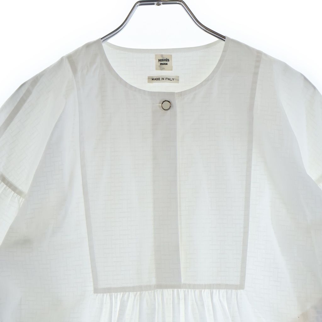 Hermes Bohemian Short Dress Gauze Mosaic Total Pattern Jacquard Crew Neck Short — view 3