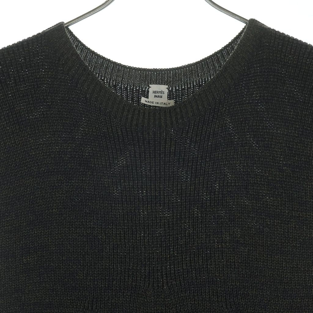 Hermes Sleeveless Knit Wool Long Dress Khaki — view 3