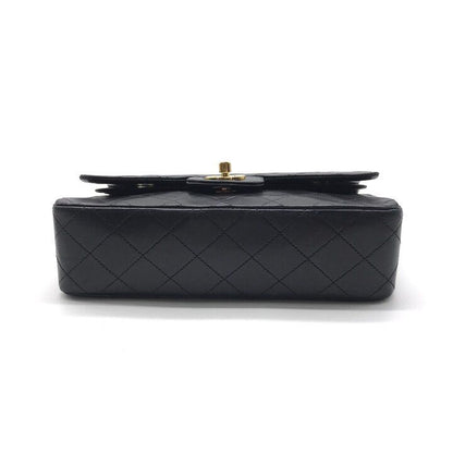 Chanel CC Logo Quilted Lambskin Chain Shoulder Bag Double Flap Black — view 3