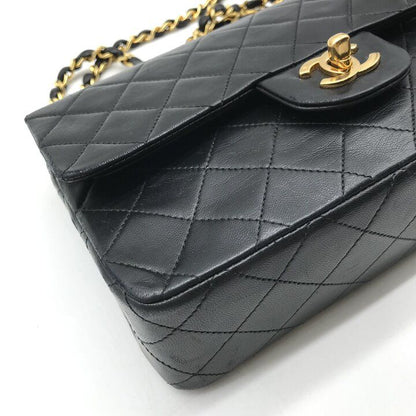 Chanel CC Logo Quilted Lambskin Chain Shoulder Bag Double Flap Black — view 5