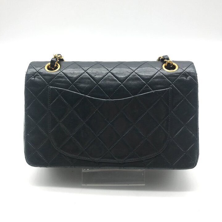 Chanel CC Logo Quilted Double Flap Lambskin Turnlock Chain Shoulder Bag Black — view 2