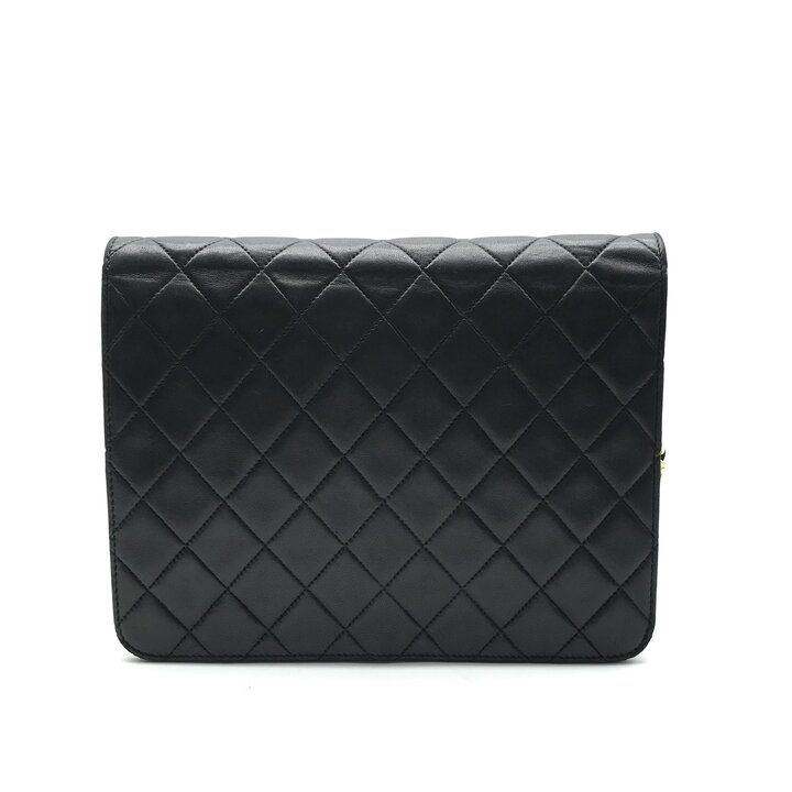 Chanel CC Logo Lambskin Leather Chain Shoulder Bag Black Push Lock — view 2