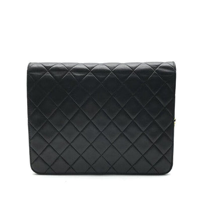 Chanel CC Logo Lambskin Leather Chain Shoulder Bag Black Push Lock — view 2