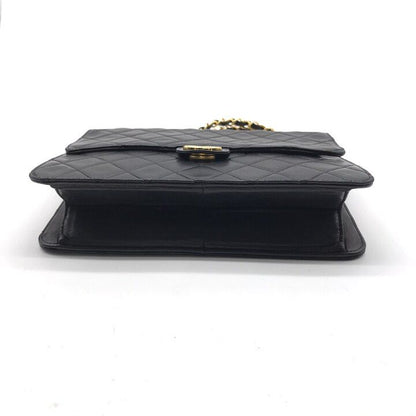 Chanel CC Logo Lambskin Leather Chain Shoulder Bag Black Push Lock — view 3