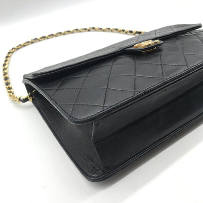 Chanel CC Logo Quilted Push Lock Leather Chain Shoulder Bag Black — view 4